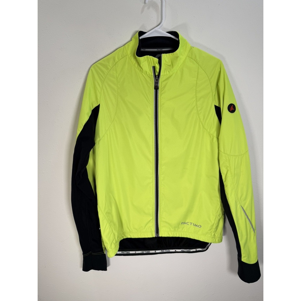 Pactimo Cycling Jacket Men's Sz Large Thermal Fleece Lined Yellow Hi-Viz